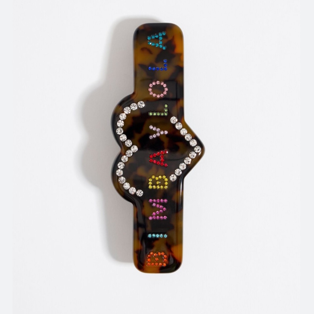Tortoise Shell Hair Clip with Colorful Rhinestones